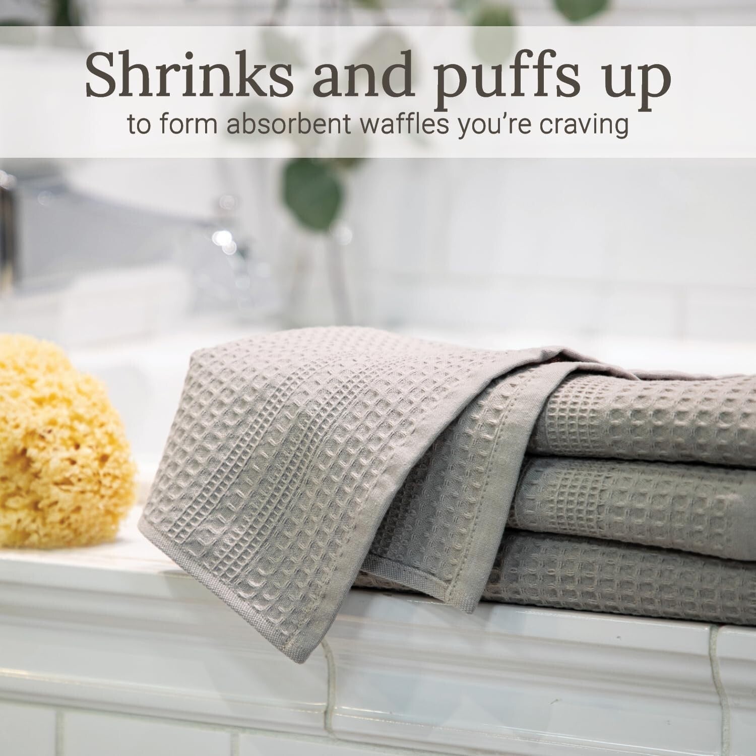 Elegant Pewter Waffle Bath Sheet: Quick Drying, Lint Free, 100% Cotton