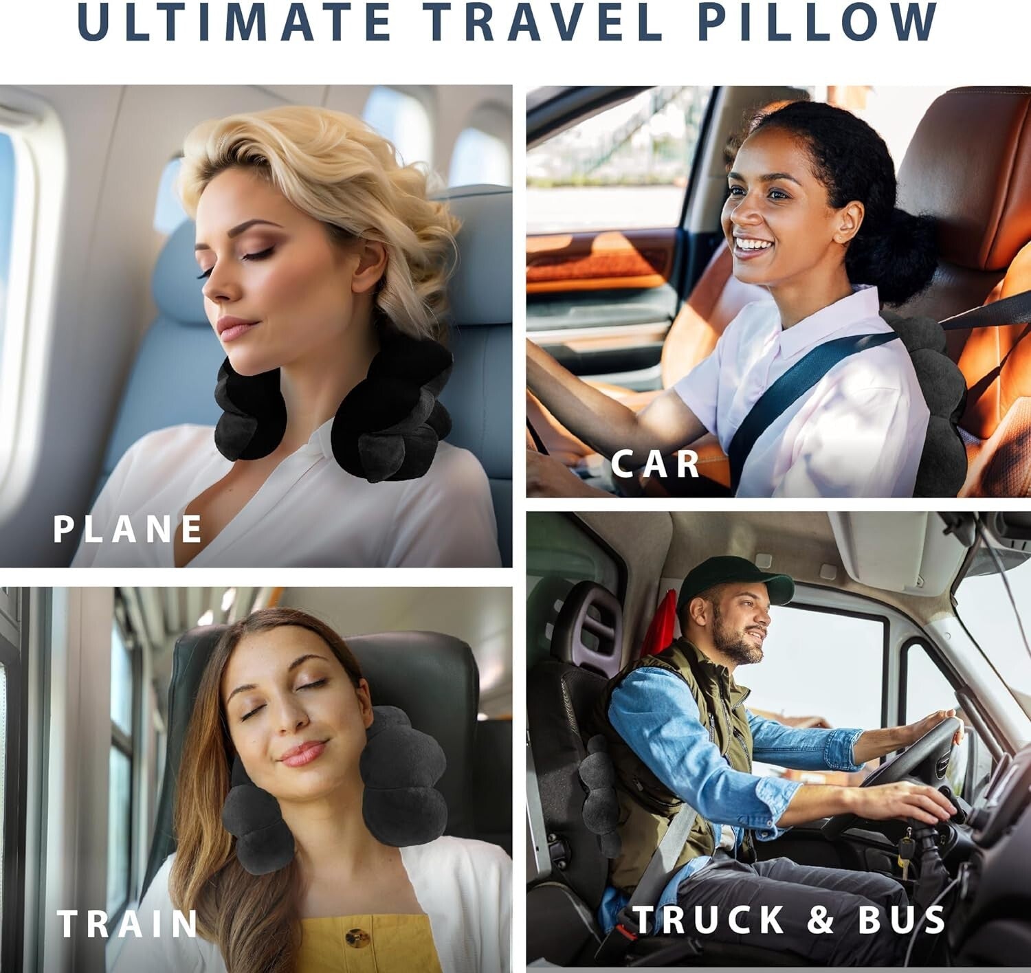 Adjustable Neck and Lumbar Support Pillow 2-Pack – Fleece, Travel Essential