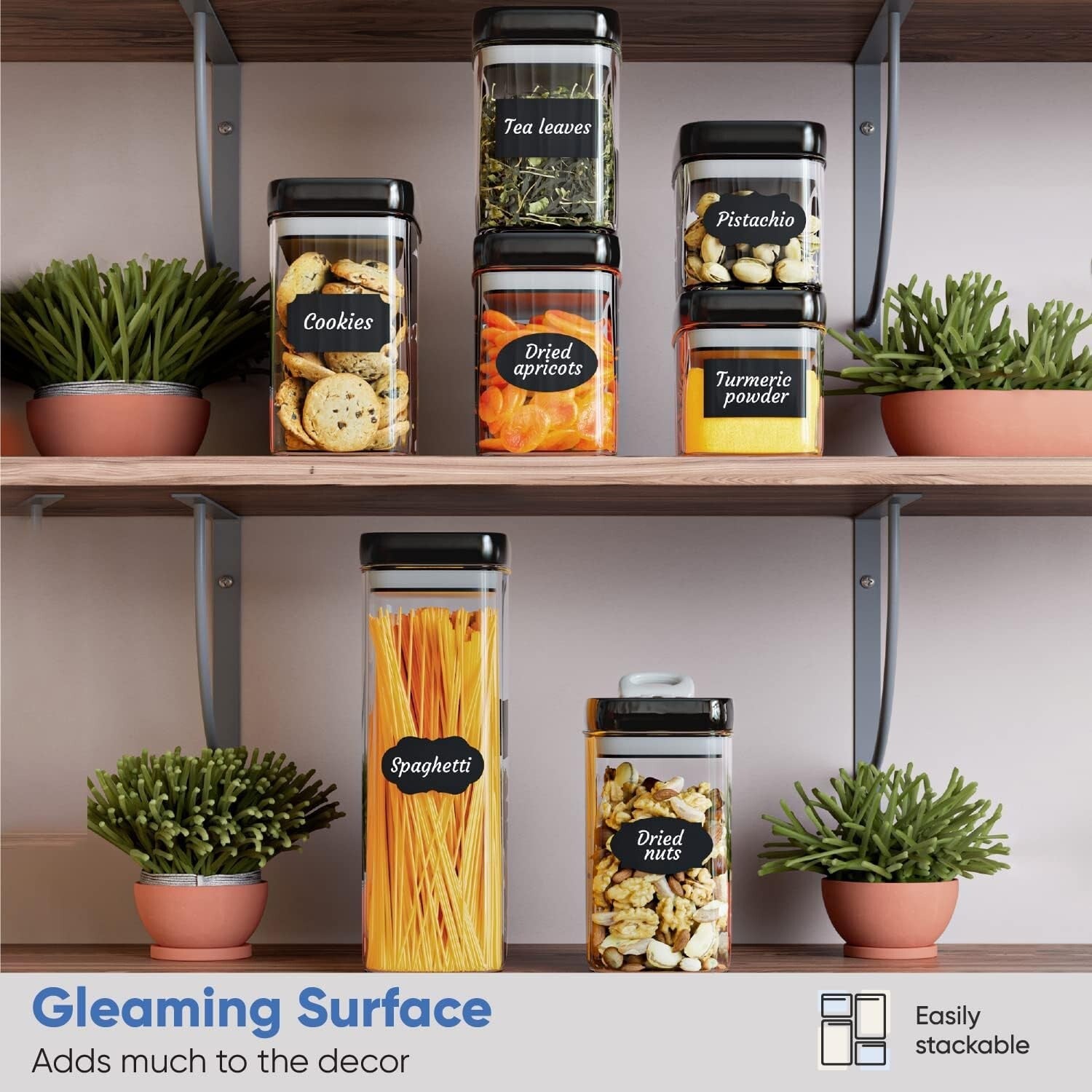 BPA-Free Kitchen Canisters - Extra Volume Airtight Containers with Flip Tops