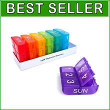 Load image into Gallery viewer, Multicolor Medication Organizer: 6 Daily Doses with Lifetime Warranty Guarantee