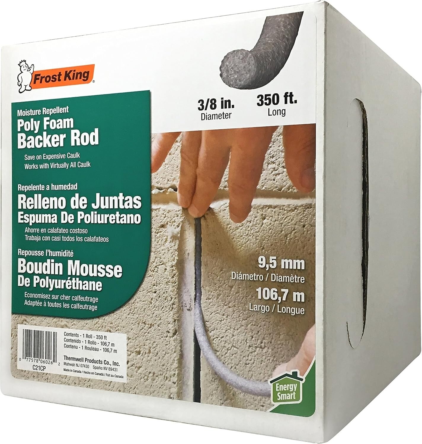 Durable 350-Ft Grey Polyurethane Foam Caulk Saver - Waterproof Moisture Barrier
