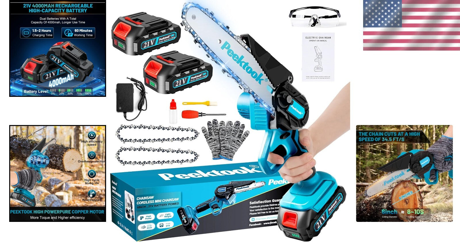 Powerful 700W Electric Chainsaw, 6-Inch Cutting Length - Compact & User-Friendly