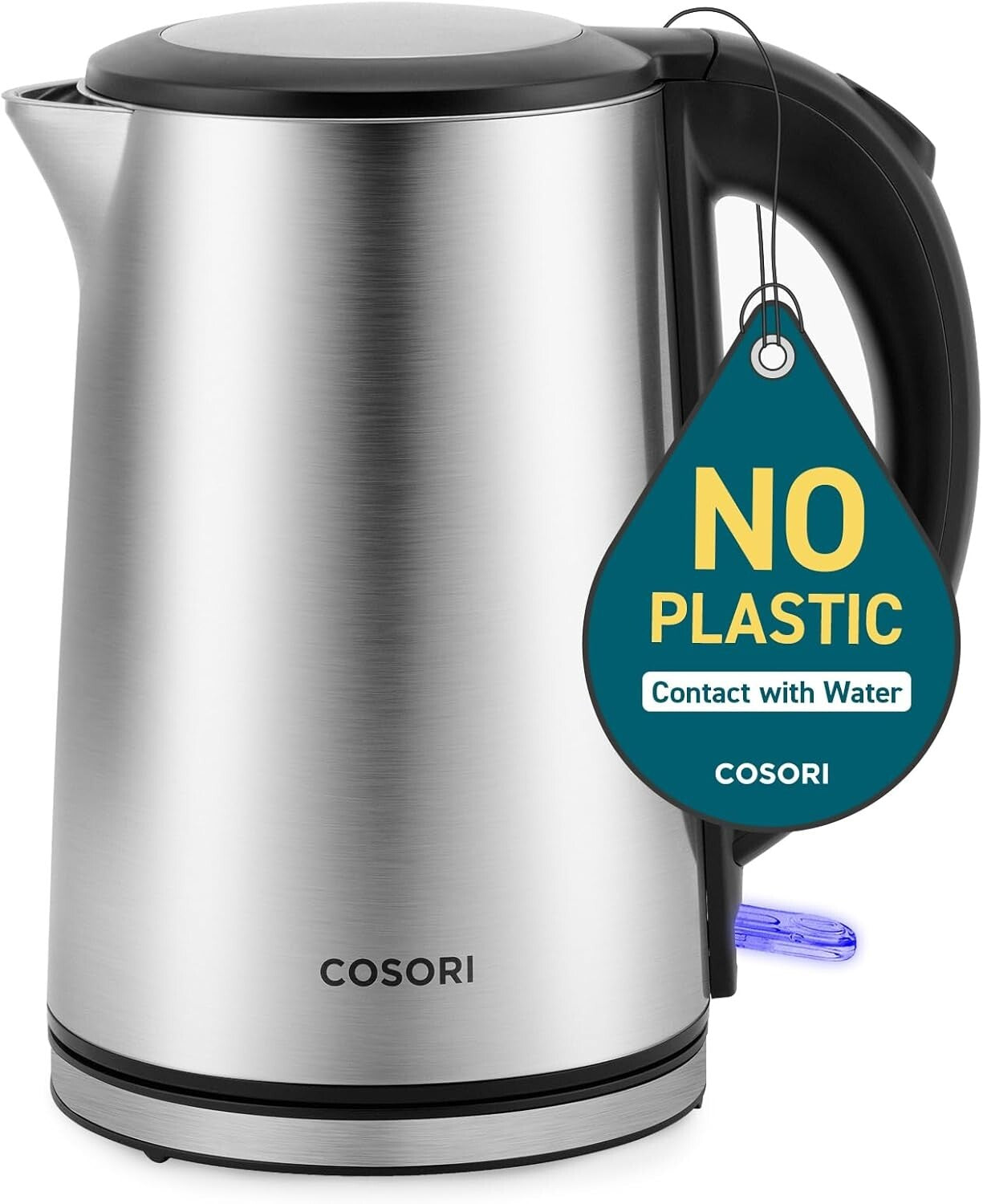 Stylish 1.5L Stainless Steel Electric Kettle with Automatic Shut-Off & Blue LED
