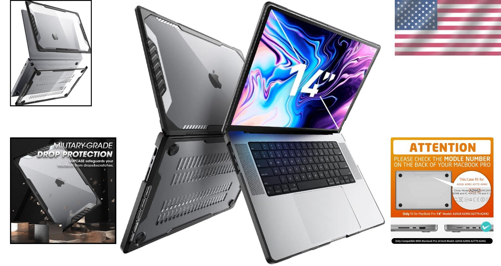 Protective Black Hard Shell for MacBook Pro 14" (2024-2021) - Rugged and Stylish