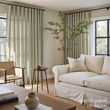 Load image into Gallery viewer, Elegant Light Green Linen Blend Curtains - 84" Long for Rustic Living Spaces