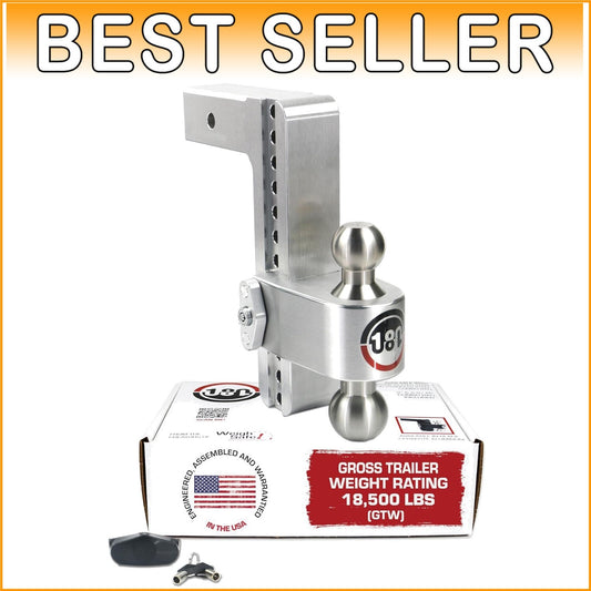 10" Adjustable Drop Hitch with Stainless Steel Tow Balls - Heavy-Duty Towing