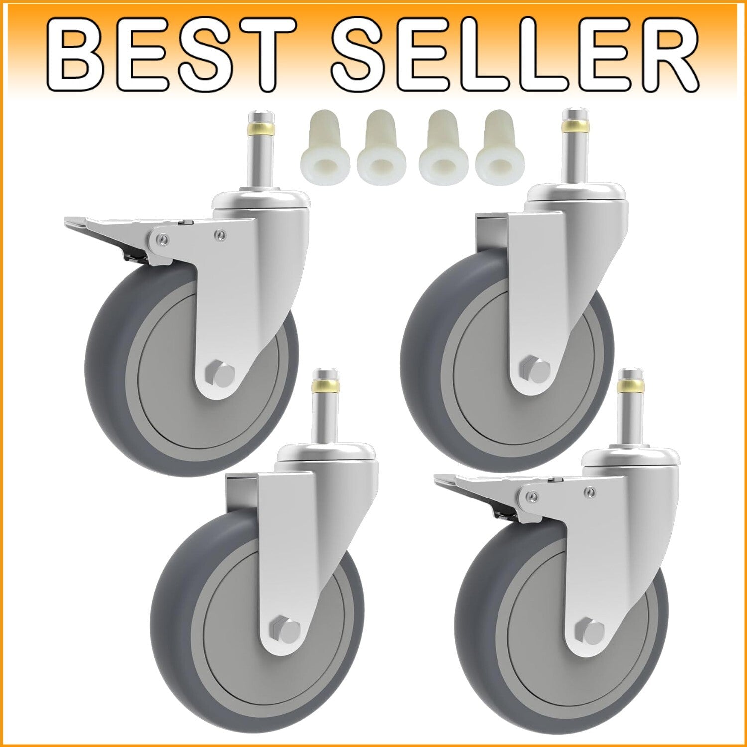 Durable 5-Inch Rubber Wheels Replacement Casters - 4 Pack for Smooth Mobility