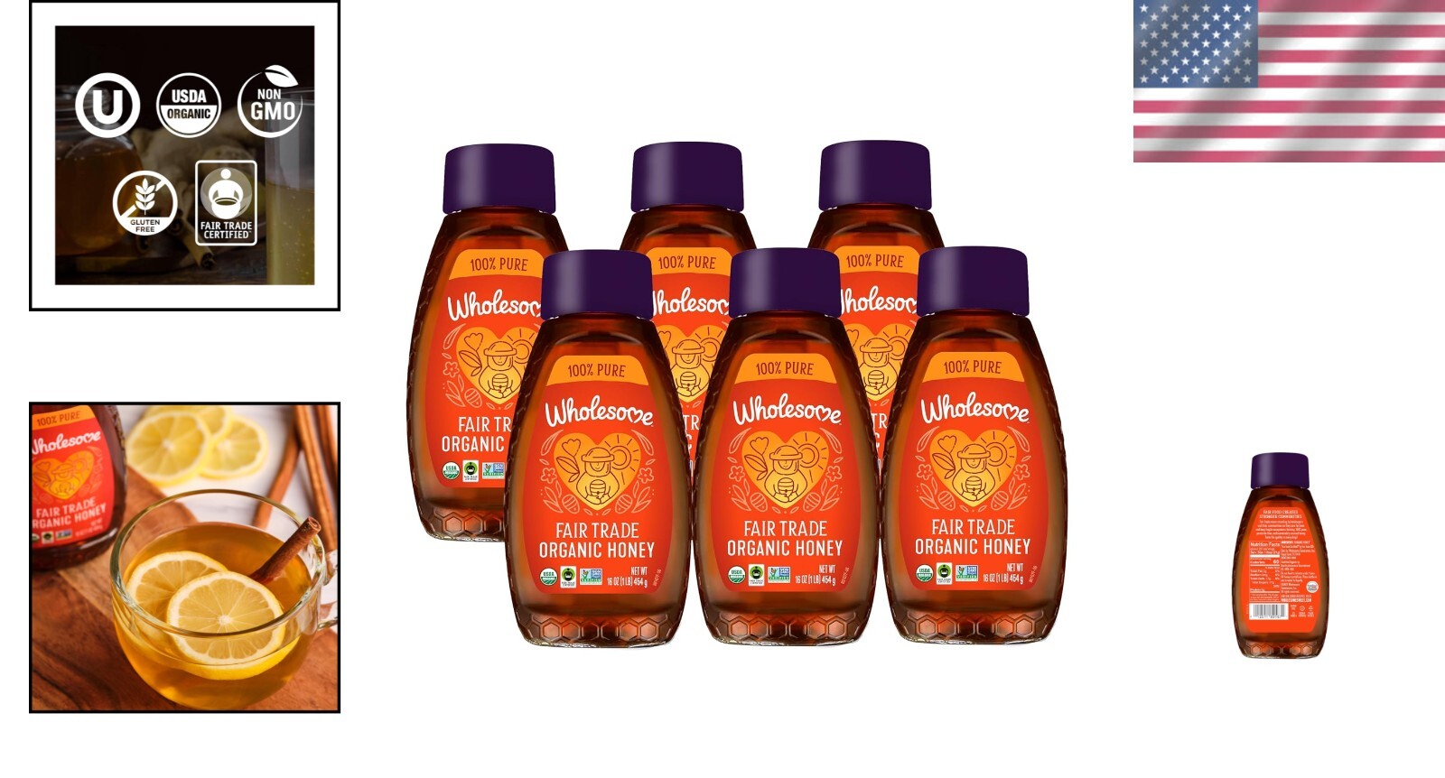 Sustainably Sourced 16oz Organic Honey - 100% Pure, Ideal for Baking & Beverages