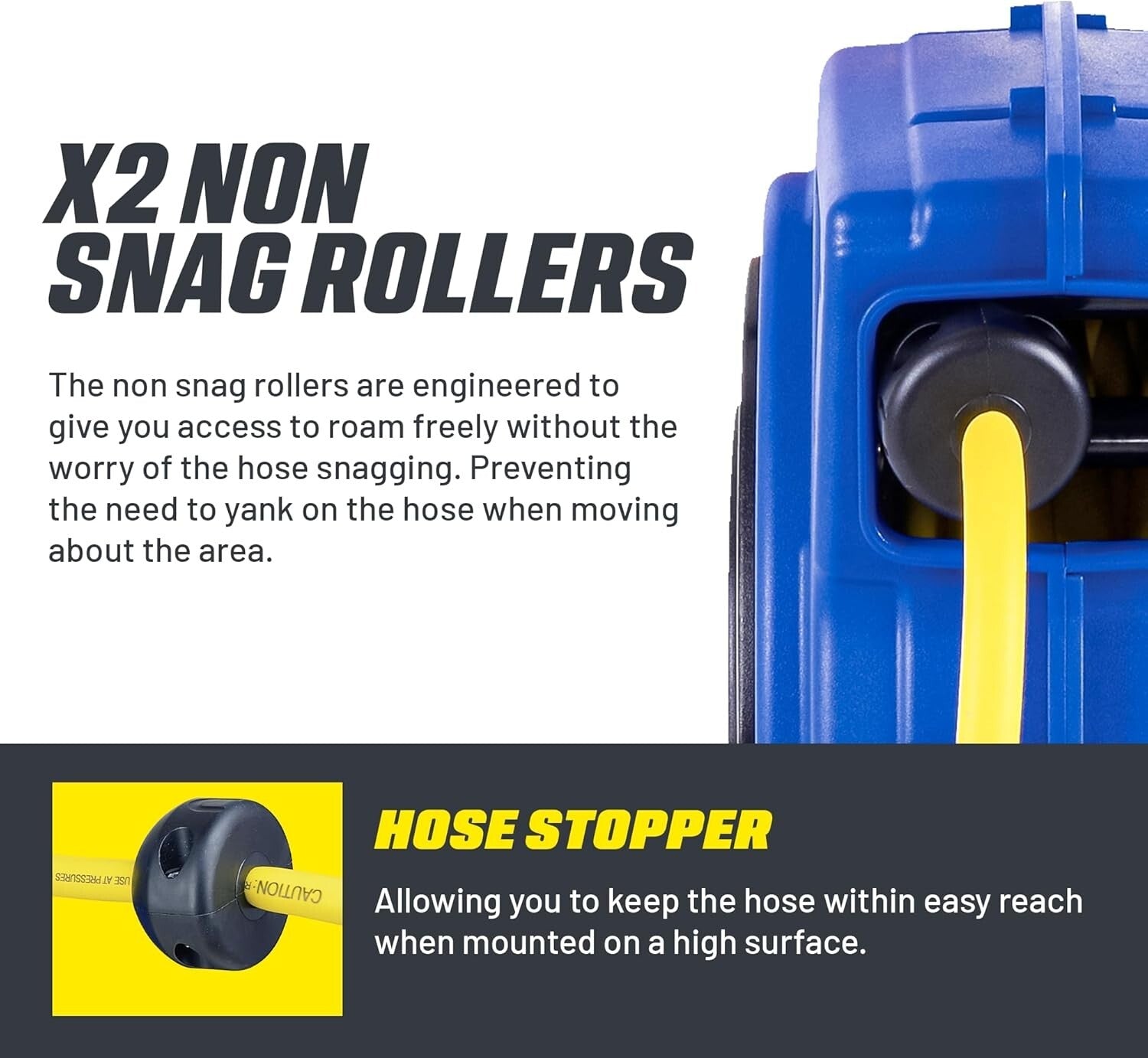 Durable 65' Air Hose Reel - Impact-Resistant Polypropylene with 300 PSI Pressure