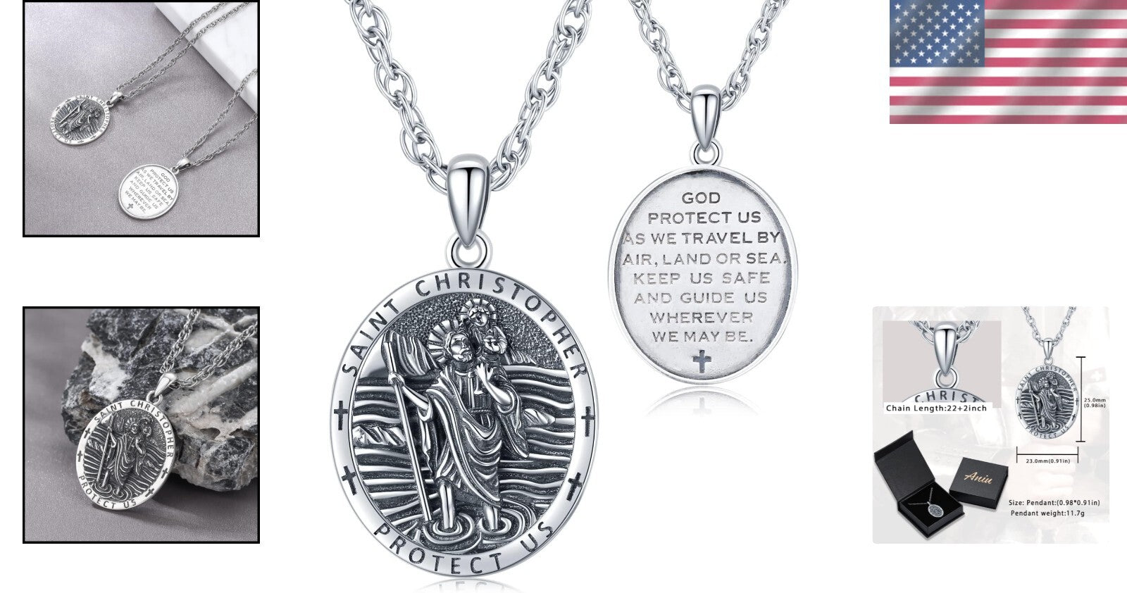 Stylish S925 Sterling Silver St Christopher Necklace - Perfect for Any Occasion