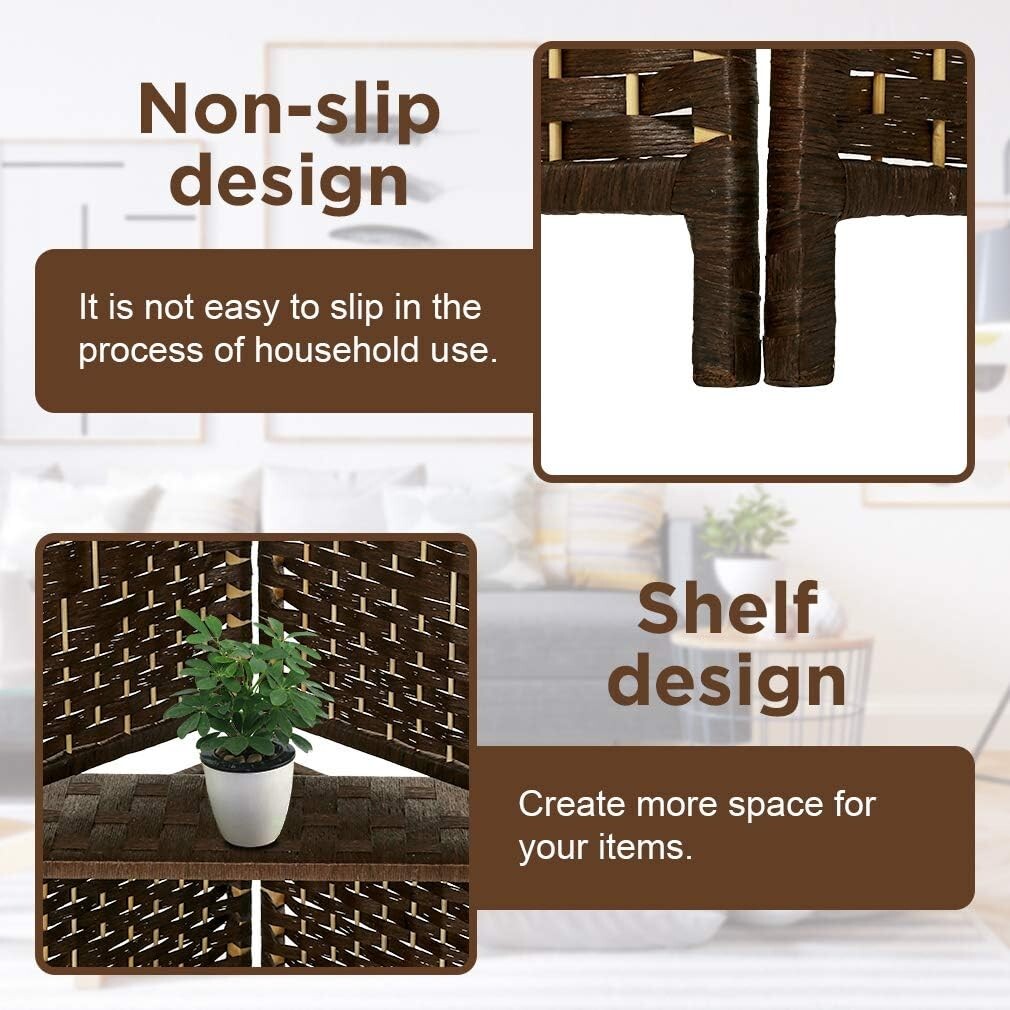 Elegant Brown Room Screen Divider - Foldable Privacy Partition with 6 Panels