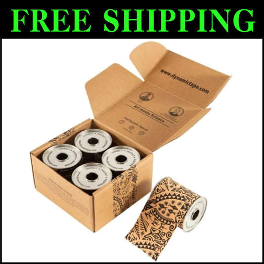 Latex-Free Biomechanical Tape - Ideal for Athletes | Beige & Black 3" x 4" Roll