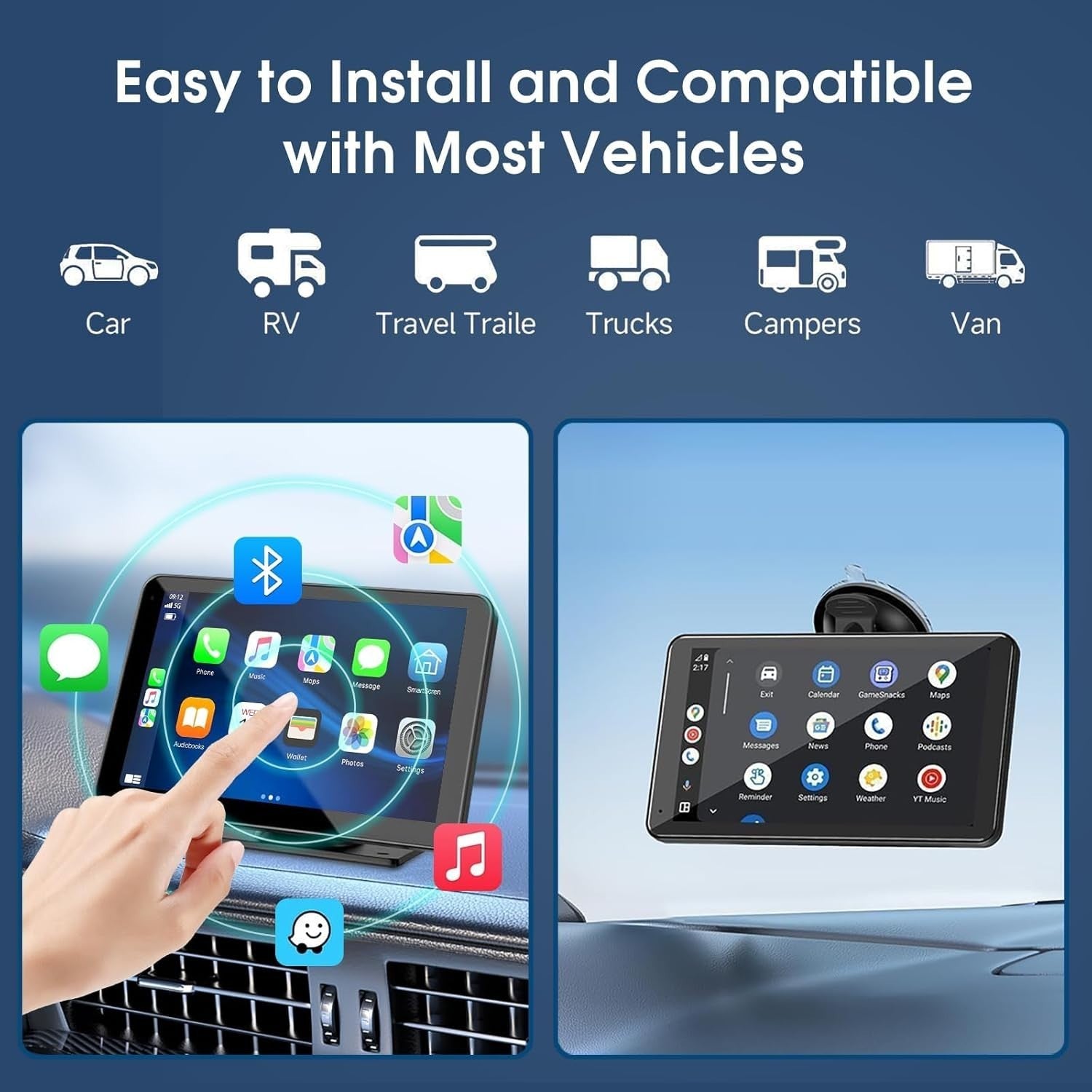Advanced 7" Portable CarPlay Screen with Backup Camera & Real-Time Navigation
