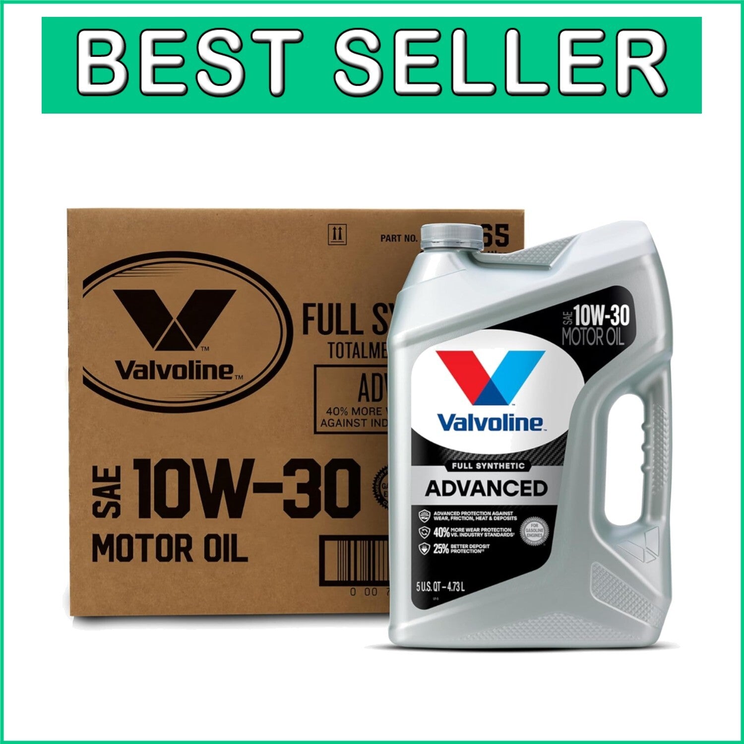 Advanced SAE 10W-30 Motor Oil - Full Synthetic Case (15 QT) for Engine Longevity