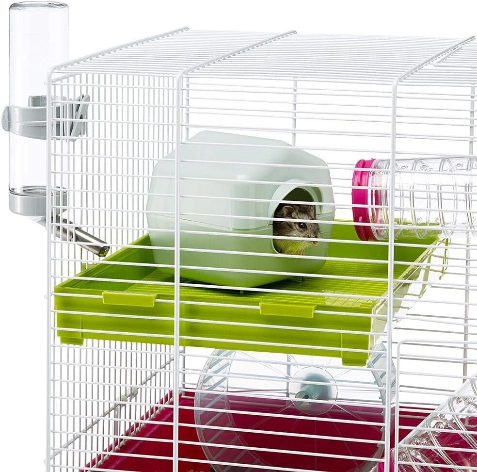 Space-Saving Laura Hamster Cage | Complete with Accessories for Small Breeds