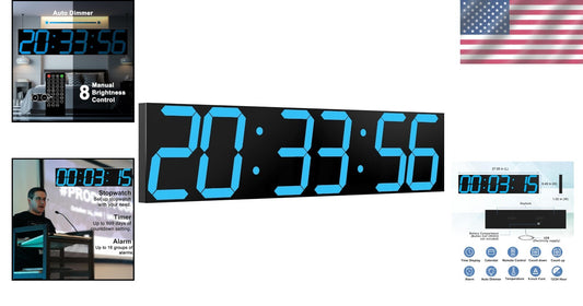 Multifunctional Ice Blue Digital Clock with Countdown Timer & Loud Alarm