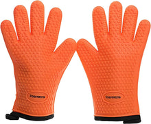Load image into Gallery viewer, XL Heat Resistant Silicone BBQ Gloves - 12" Grilling Mitts with Recipe Bonuses