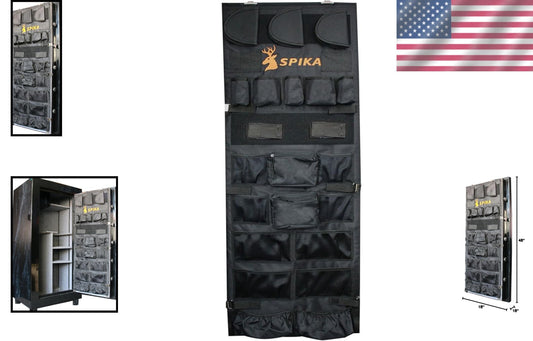 Elegant Gun Safe Door Organizer with 15 Pockets, Easy Installation, Black Finish
