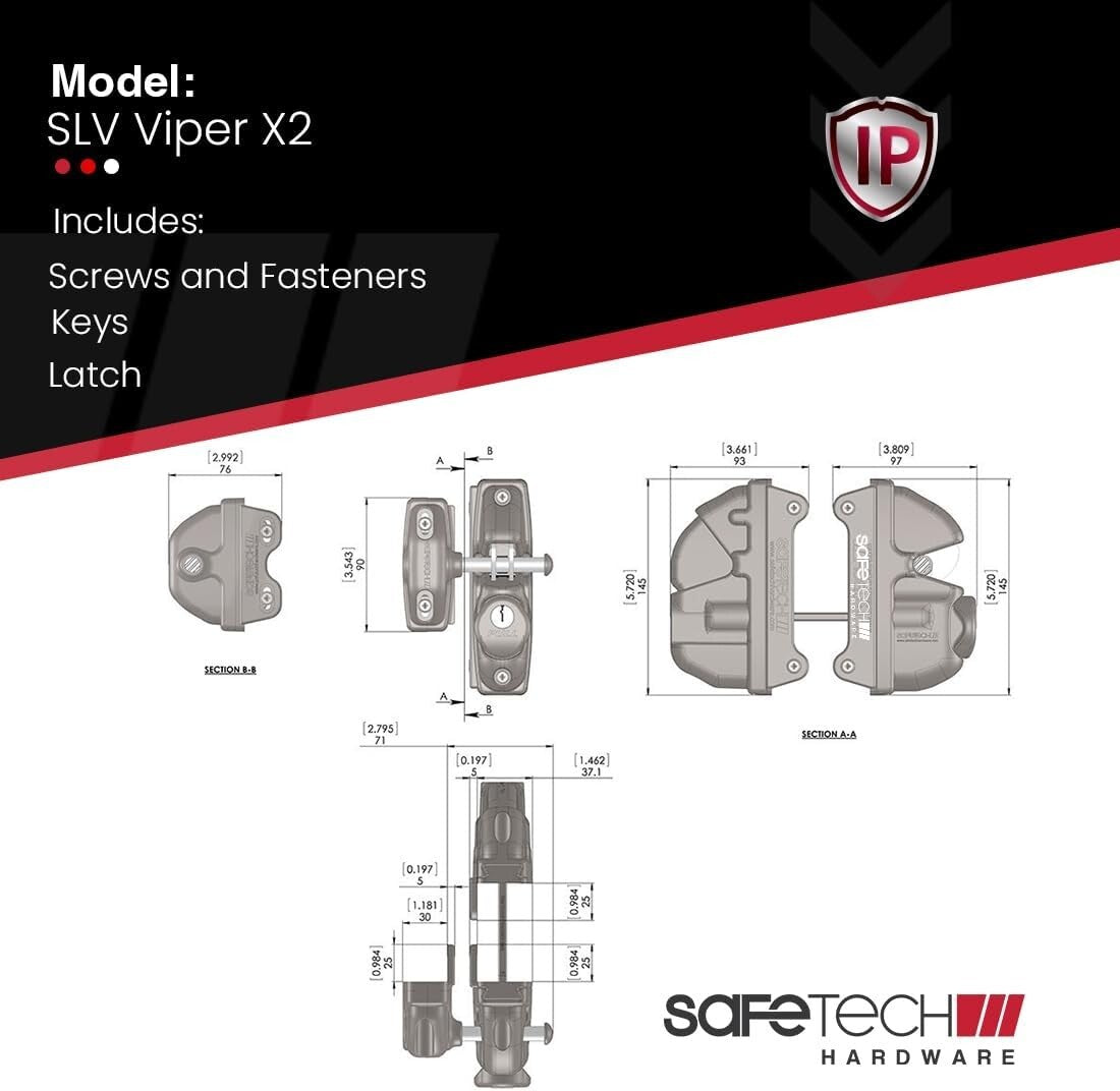 Weather-Resistant ViperX2 Gate Latch - Keyed Alike for Vinyl, Wood & Metal