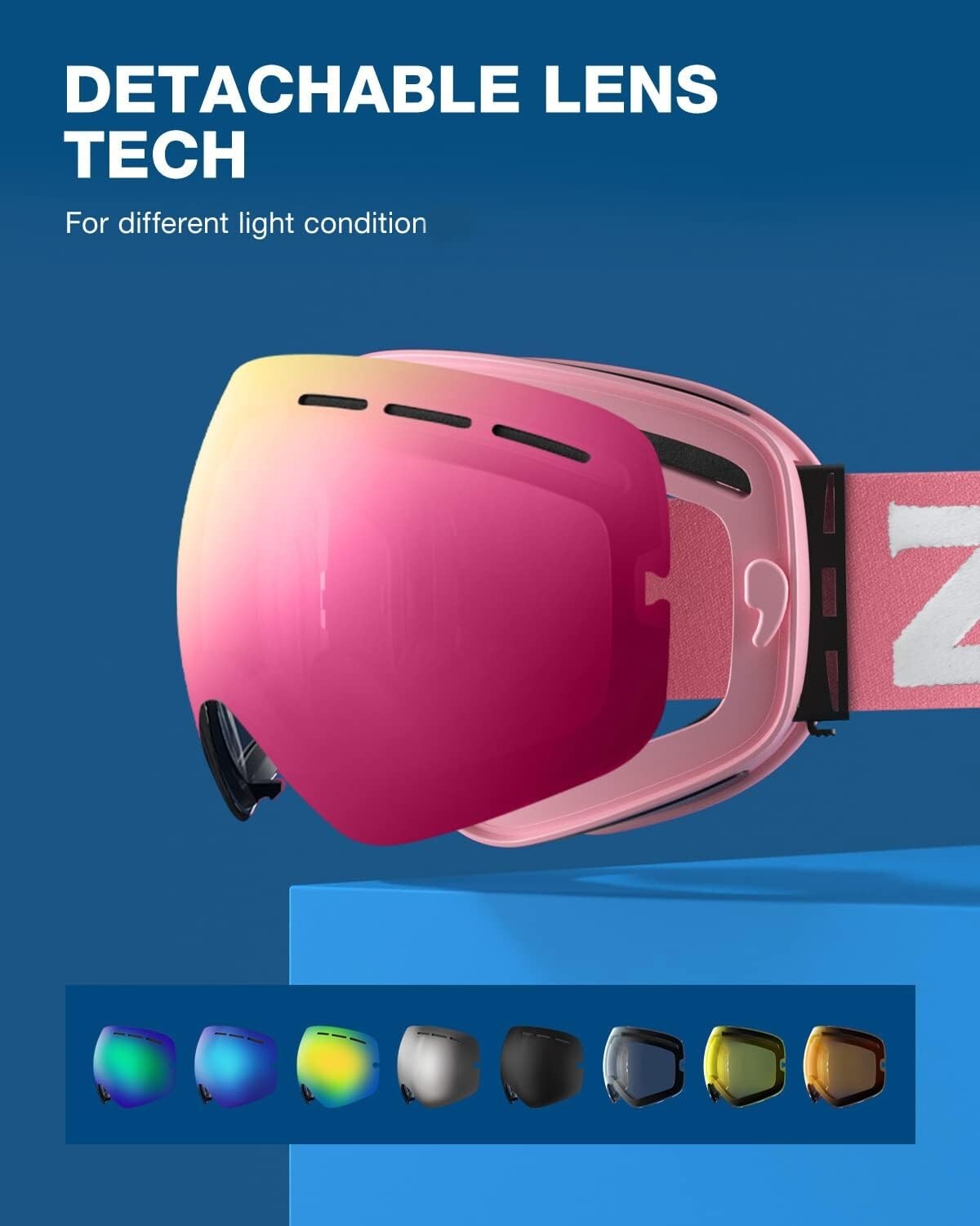 Lightweight Ski Goggles with Panoramic View - Stylish OTG Design for Snow Sports