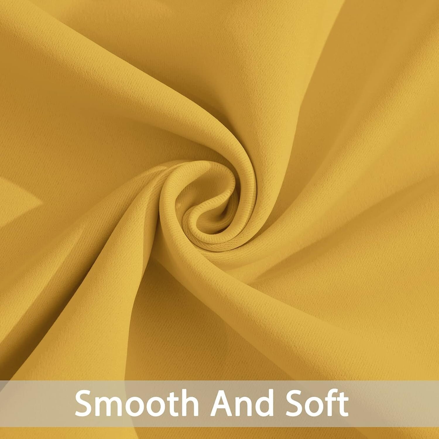 Room Darkening Soft Thermal Mustard Yellow Curtains - Set of 2 Grommet Panels