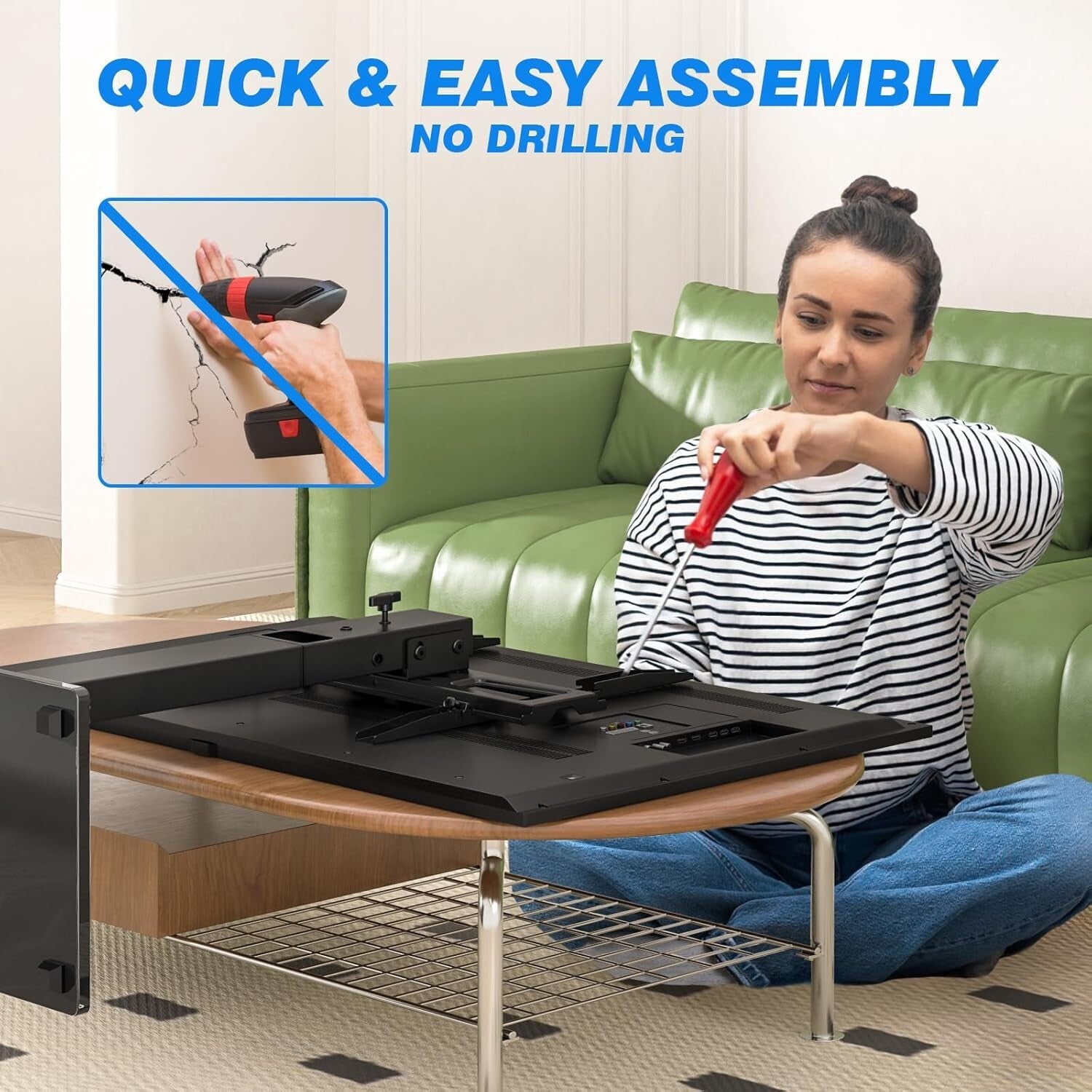 Elegant Universal TV Stand with Swivel Mount for 32-75 Inch TVs - Tempered Glass