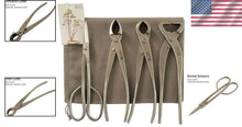 Load image into Gallery viewer, 4-Piece Stainless Steel Bonsai Tool Set - Concave Cutter &amp; Scissors Included