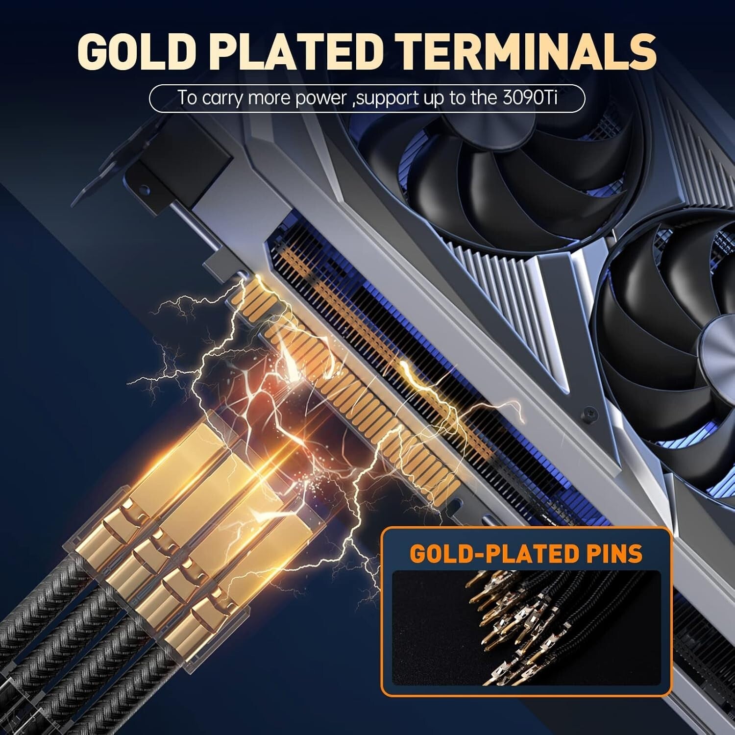 Gold-Plated PSU Extension Kit - Durable 16AWG Cables for High-Performance GPUs