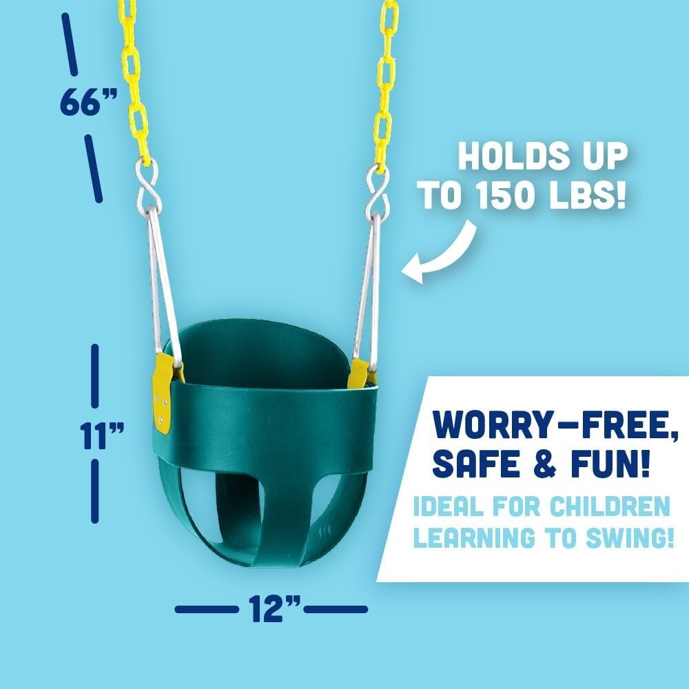 Durable Full Bucket Toddler Swing - Pinch-Free Design & Adjustable Chains