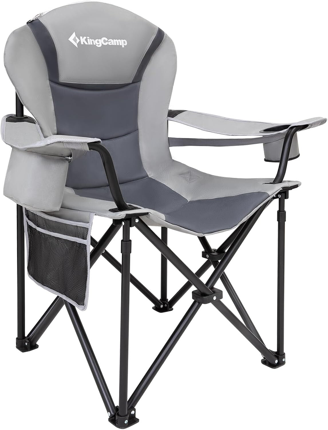 Portable Oversized Chair with Lumbar Support & Cooler Bag for Camping Comfort