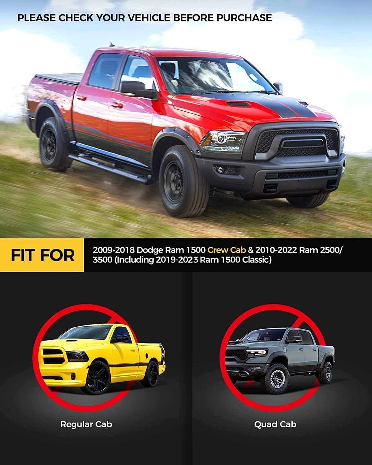 6-Inch Double Tube Alloy Steel Running Boards for Ram 1500/2500/3500 Trucks