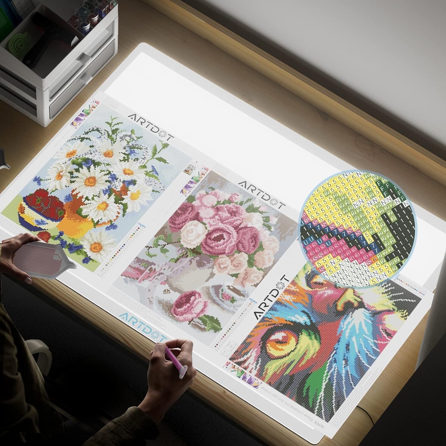 A1 Large Adjustable Brightness LED Light Pad for Diamond Painting & Drawing