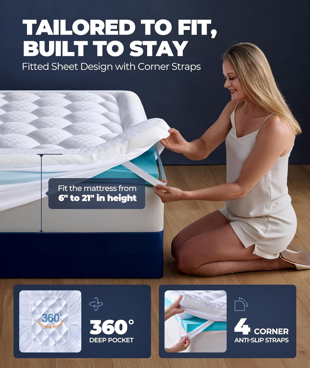 5" Mega Support Twin Mattress Topper with Bamboo Cooling Layer for Comfort