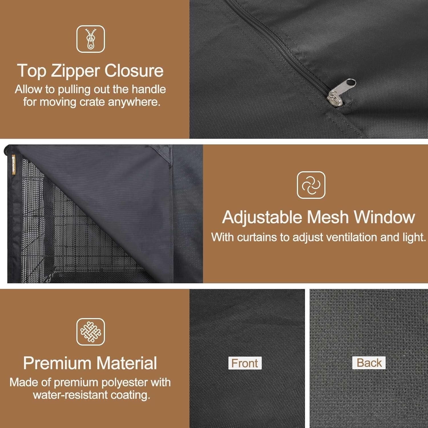 Heavy-Duty Dog Crate Cover for 42-Inch Wire Crates - Black Polyester Style