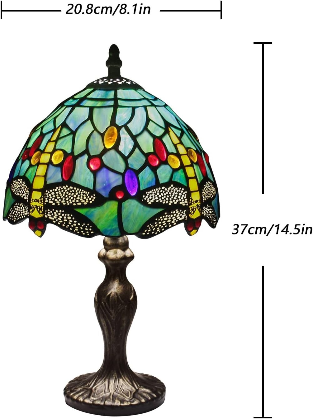 Elegant Green Dragonfly Stained Glass Table Lamp - Touch Switch & LED Compatible