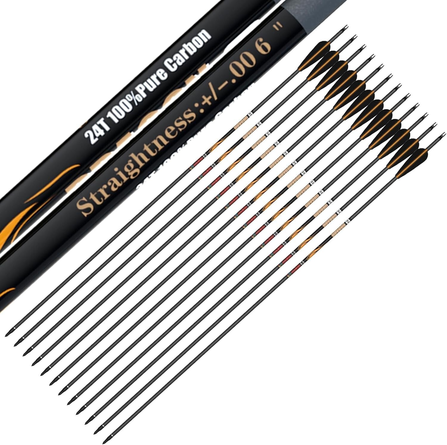 12PCS 100% Pure Carbon Arrows – Precision-Engineered for Consistent Performance