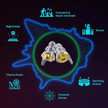 Load image into Gallery viewer, Noise-Cancelling Earplugs with Gold Filters - Perfect for Concerts &amp; Raves