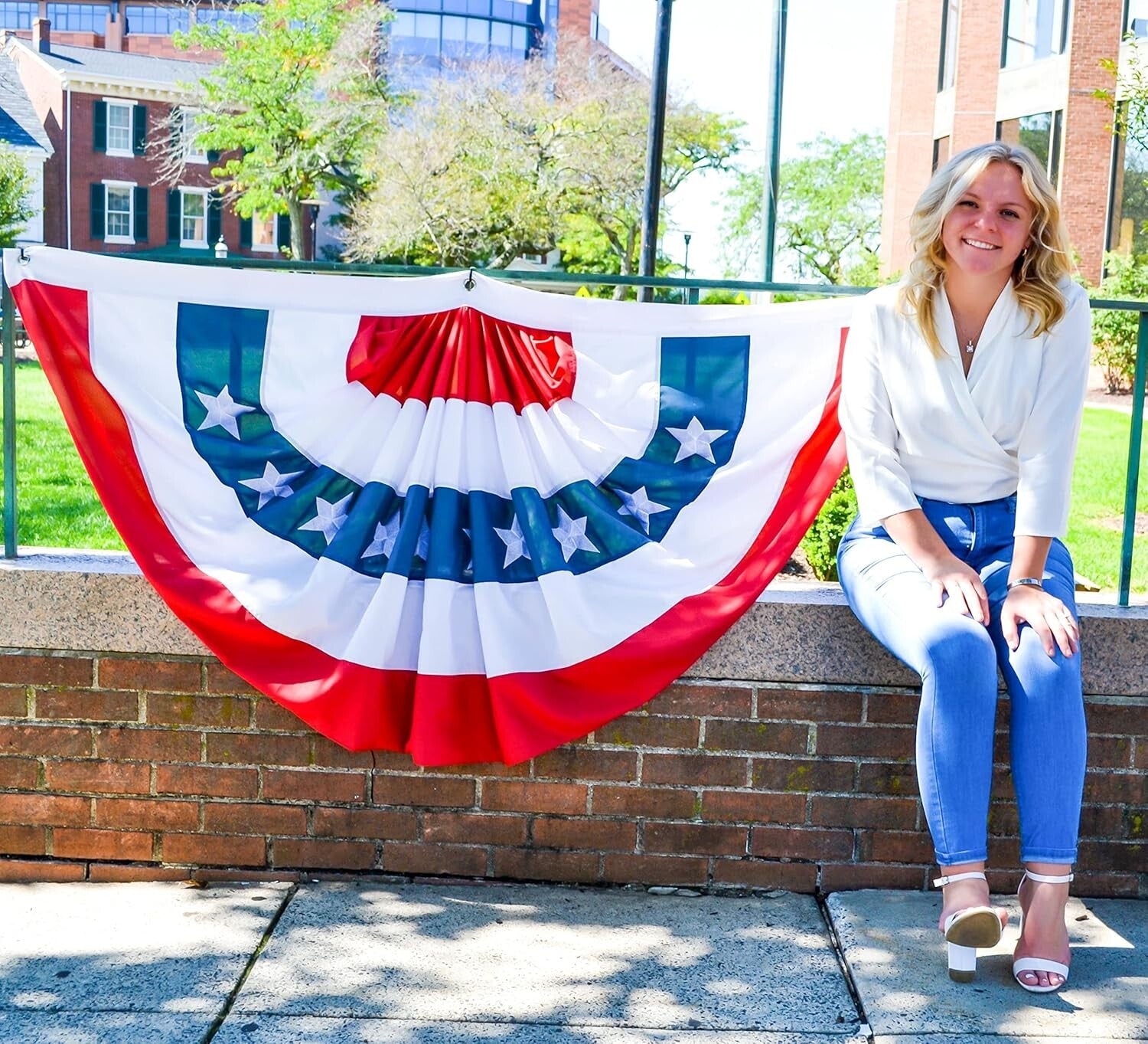 Durable 4th of July Pleated Fan Flags - 4 PCS for Memorial Day & Independence