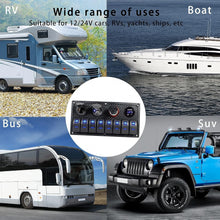 Load image into Gallery viewer, Versatile Waterproof Switch Panel with 8 Rocker Switches and Dual USB Ports