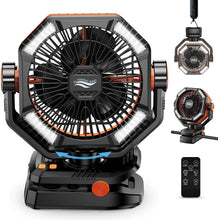 Load image into Gallery viewer, Rechargeable Camping Fan with 5 Speeds &amp; 270-Degree Rotation for Comfort