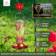 Load image into Gallery viewer, Gold Award 2-Pack Glass Hummingbird Feeders with Ant Moat &amp; Leak Proof Design