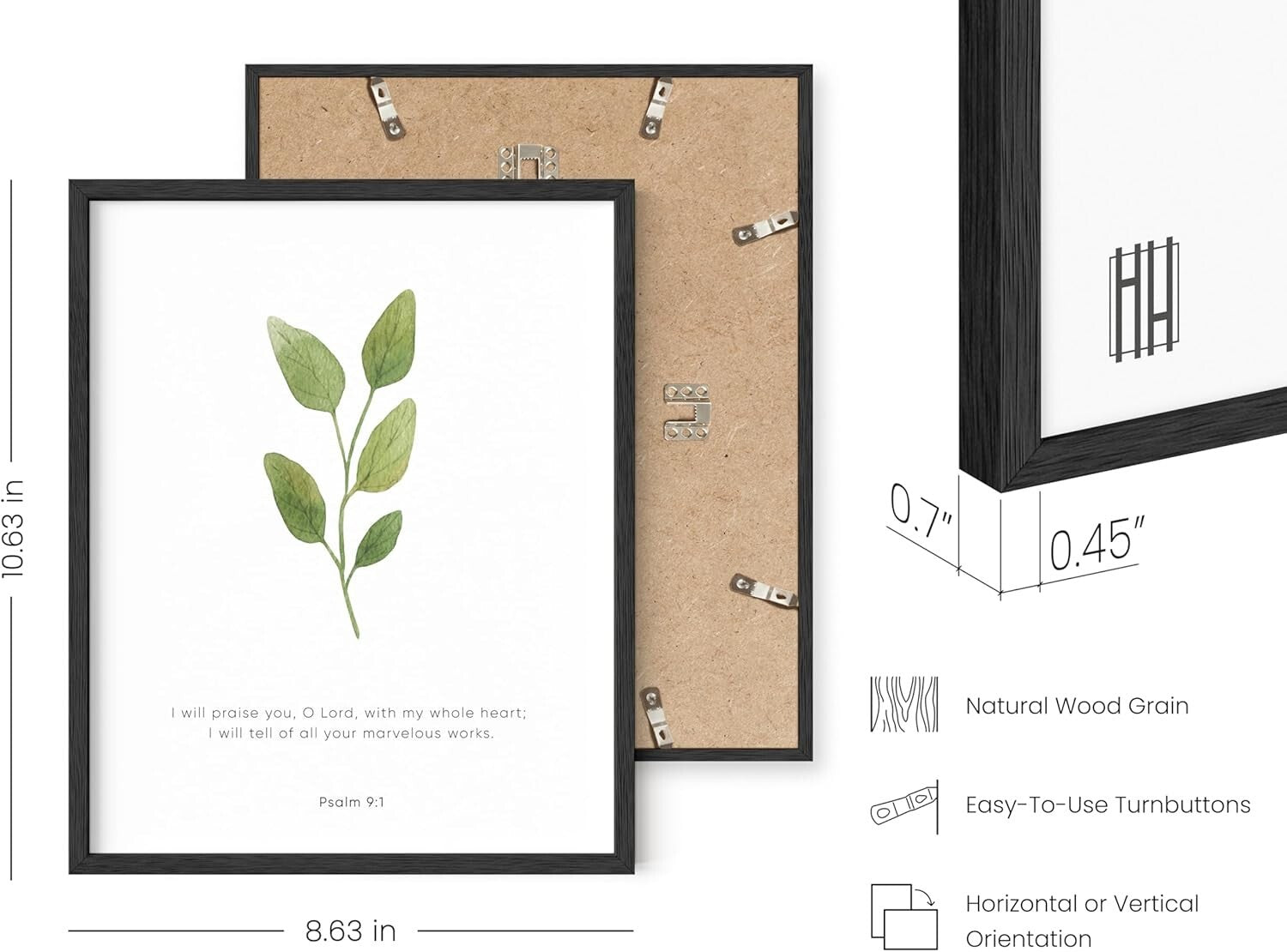 Inspirational Bible Verse Art Prints – 6-Piece Black Framed Decor for Home