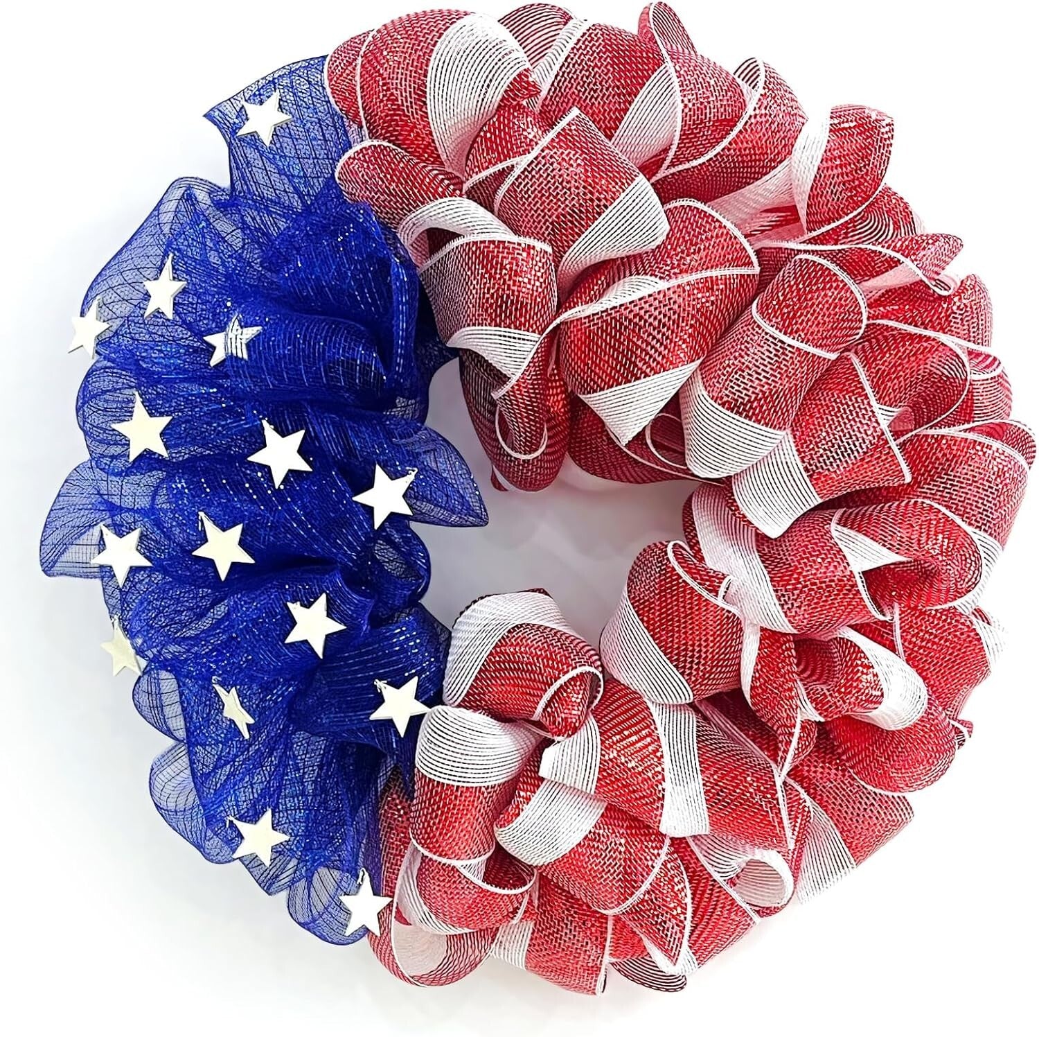 Durable Handcrafted 4th of July Mesh Wreath - Ideal for Summer and Memorial Day