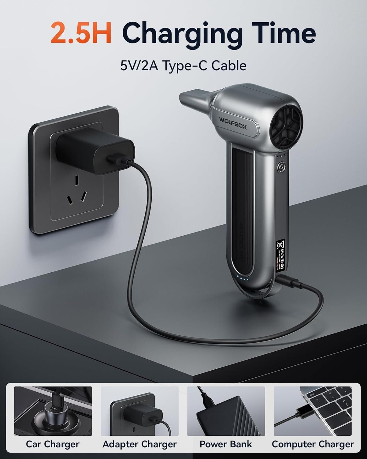 Rechargeable Air Duster with 3 Speed Settings - Versatile Cleaning Solution