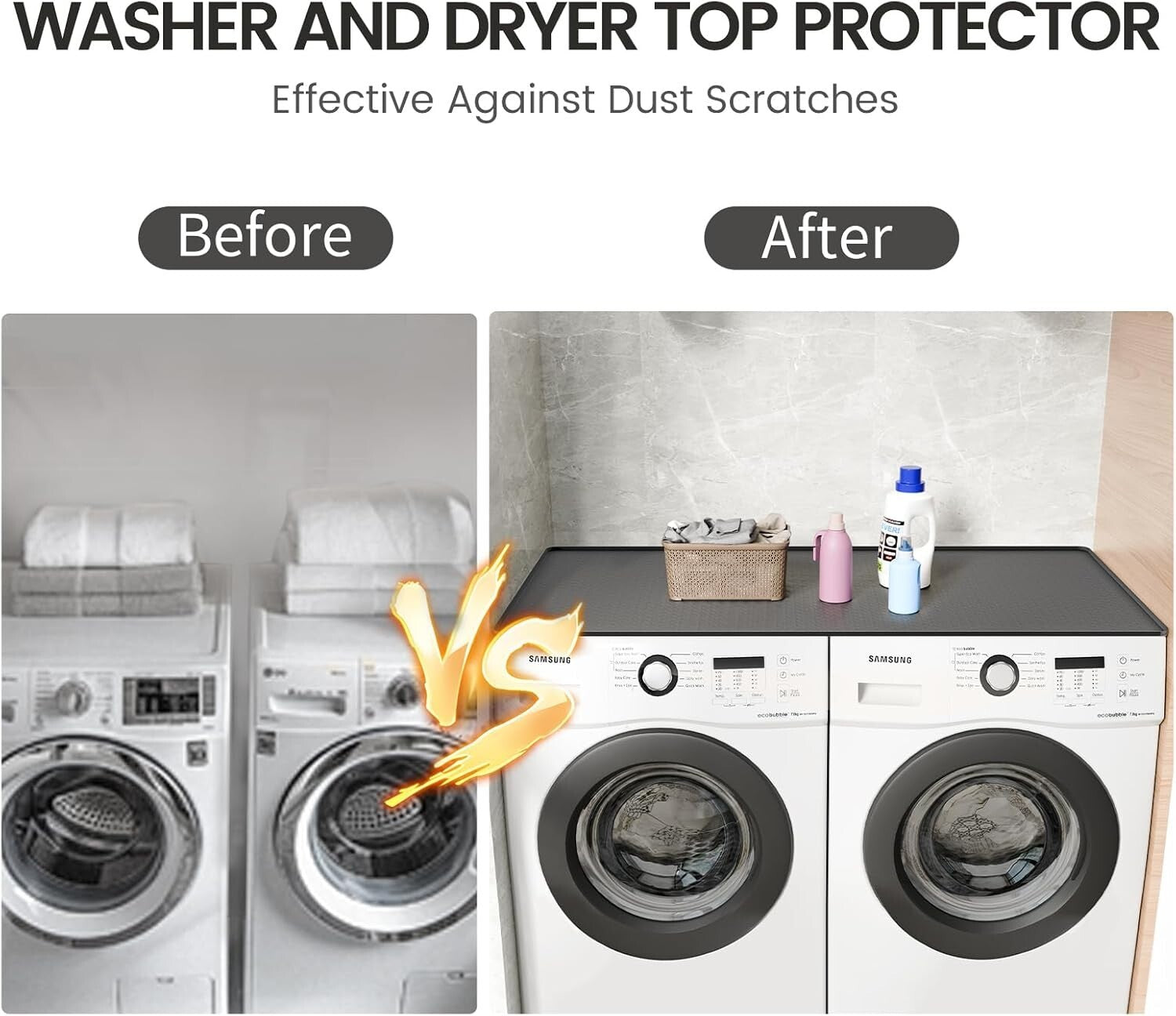 Non-Slip Silicone Washer and Dryer Mat - 51.2” x 25.6”, Dust & Scratch Protector