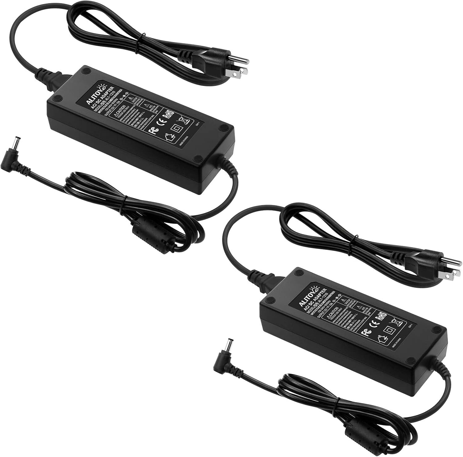 2-Pack 12V 10A Power Source - Ideal for LED Luminaries & Monitors, 120W Output