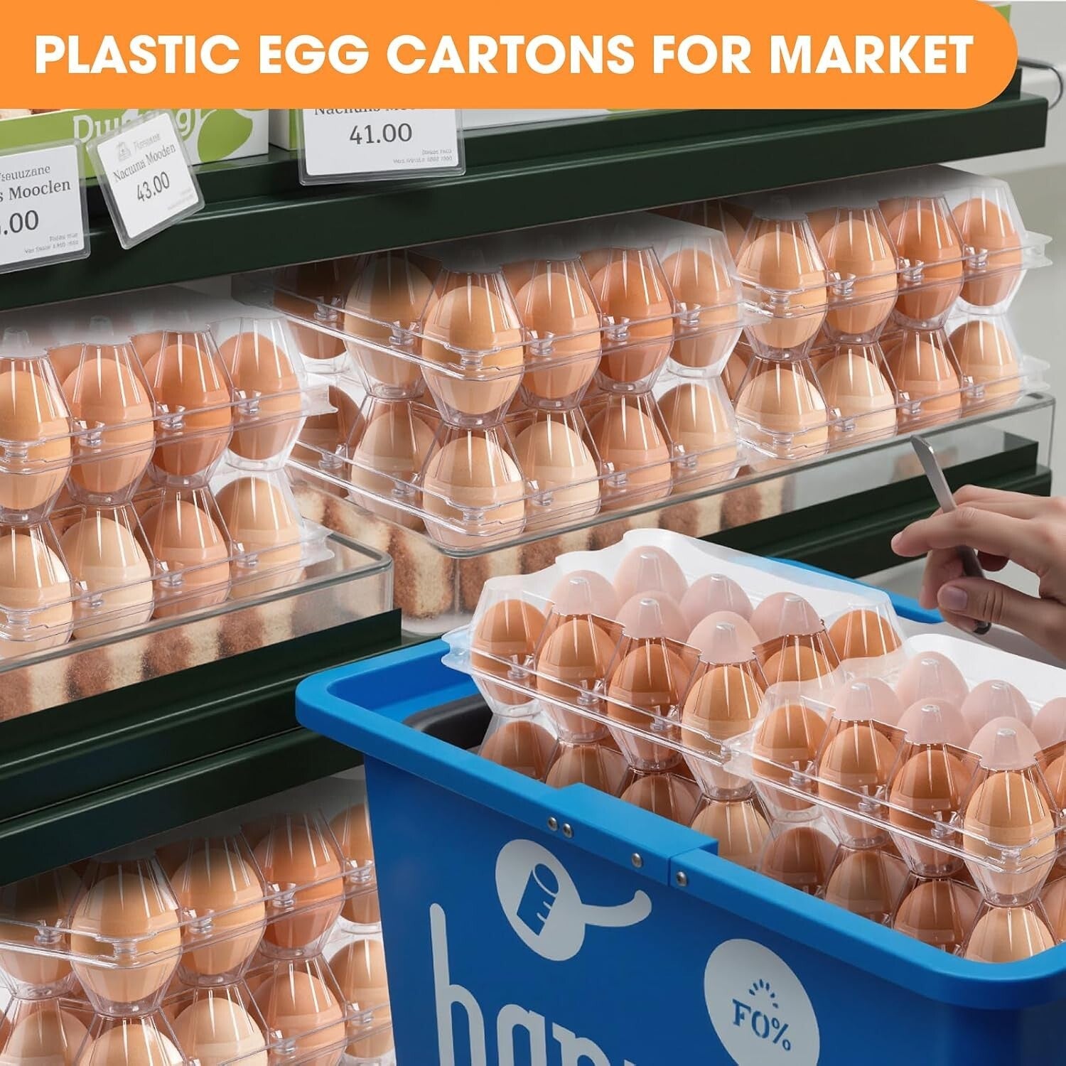 Eco-Friendly 12 Count Egg Cartons - 160 Clear Plastic Trays for Fresh Eggs