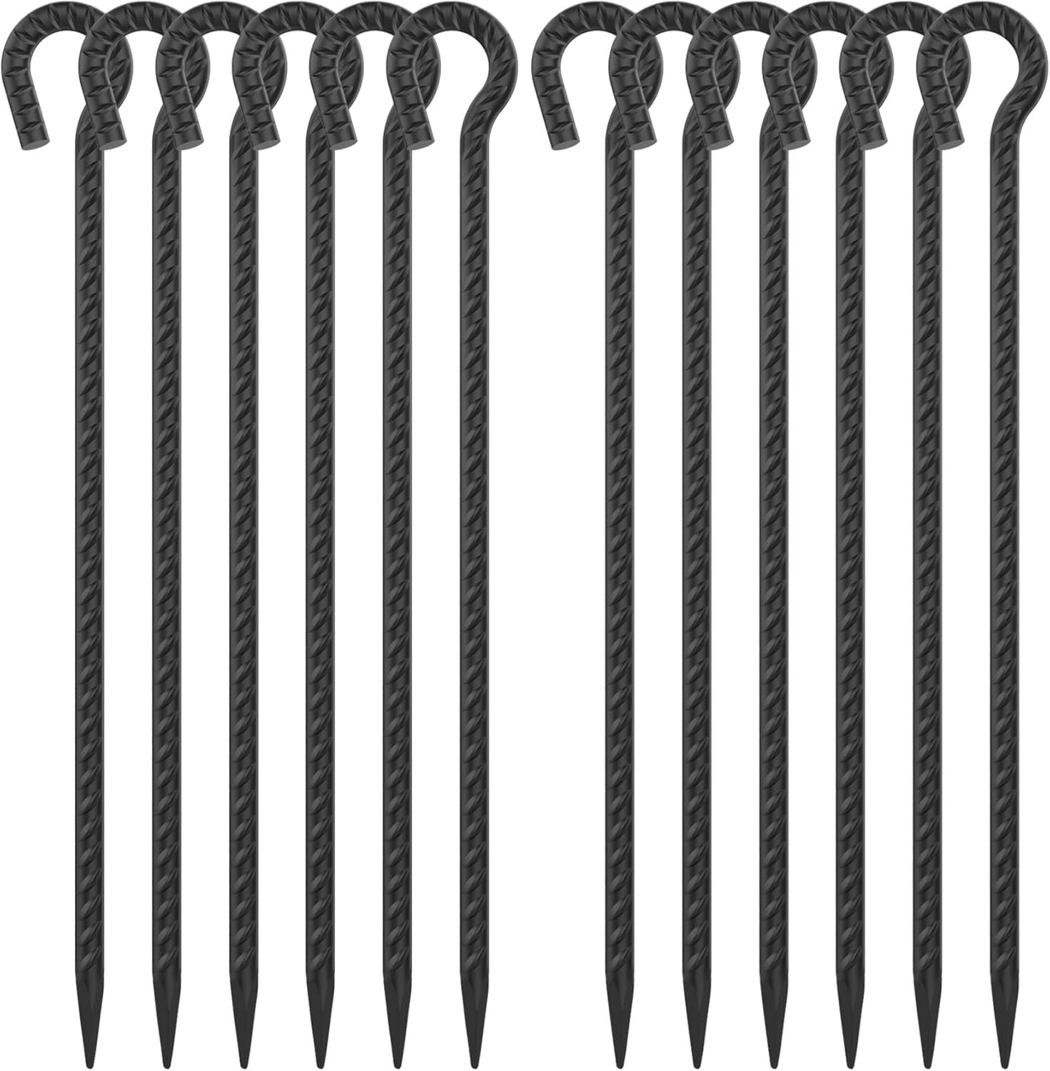 Durable 12 Pack of 18" Heavy Duty Rebar Stakes with Loop for Tents & Fences