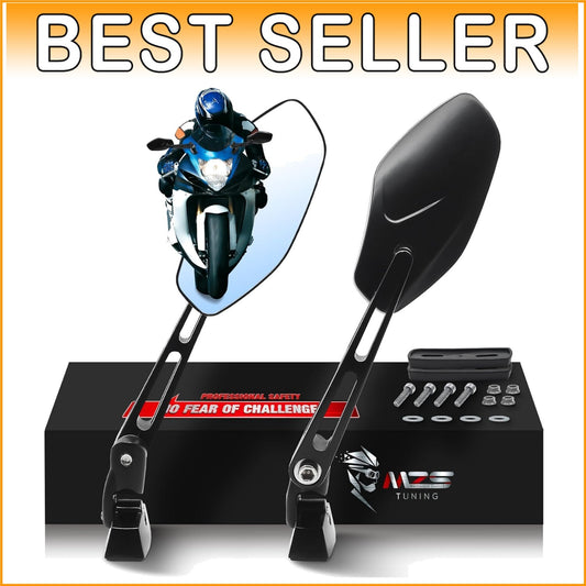 Durable Aluminum Motorcycle Mirrors with Convex Lens & Blind Spot Elimination