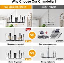 Load image into Gallery viewer, Elegant 8-Light Black Chandelier - Ideal for Foyer, Entryway, and Dining Areas